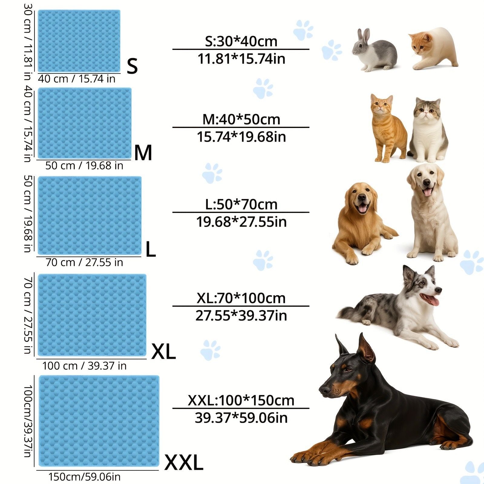Hexagon Cooling Mat for Pets - size and measurements