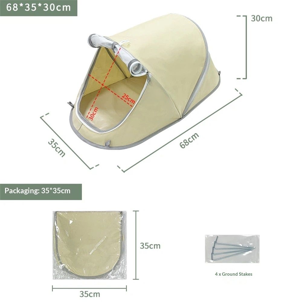 Pop-Up Pet Sunshade Tent - size and measurements