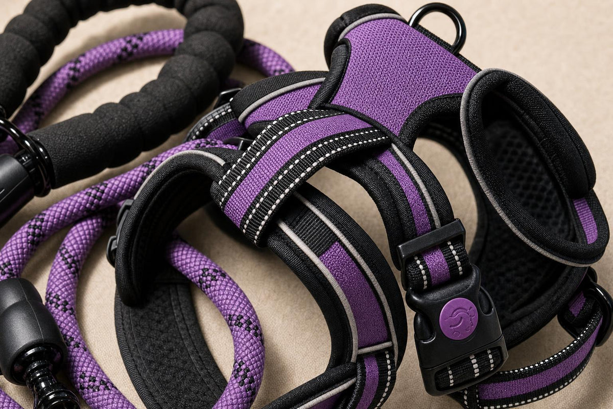 No-Pull Dog Harness and Leash Set - Purple