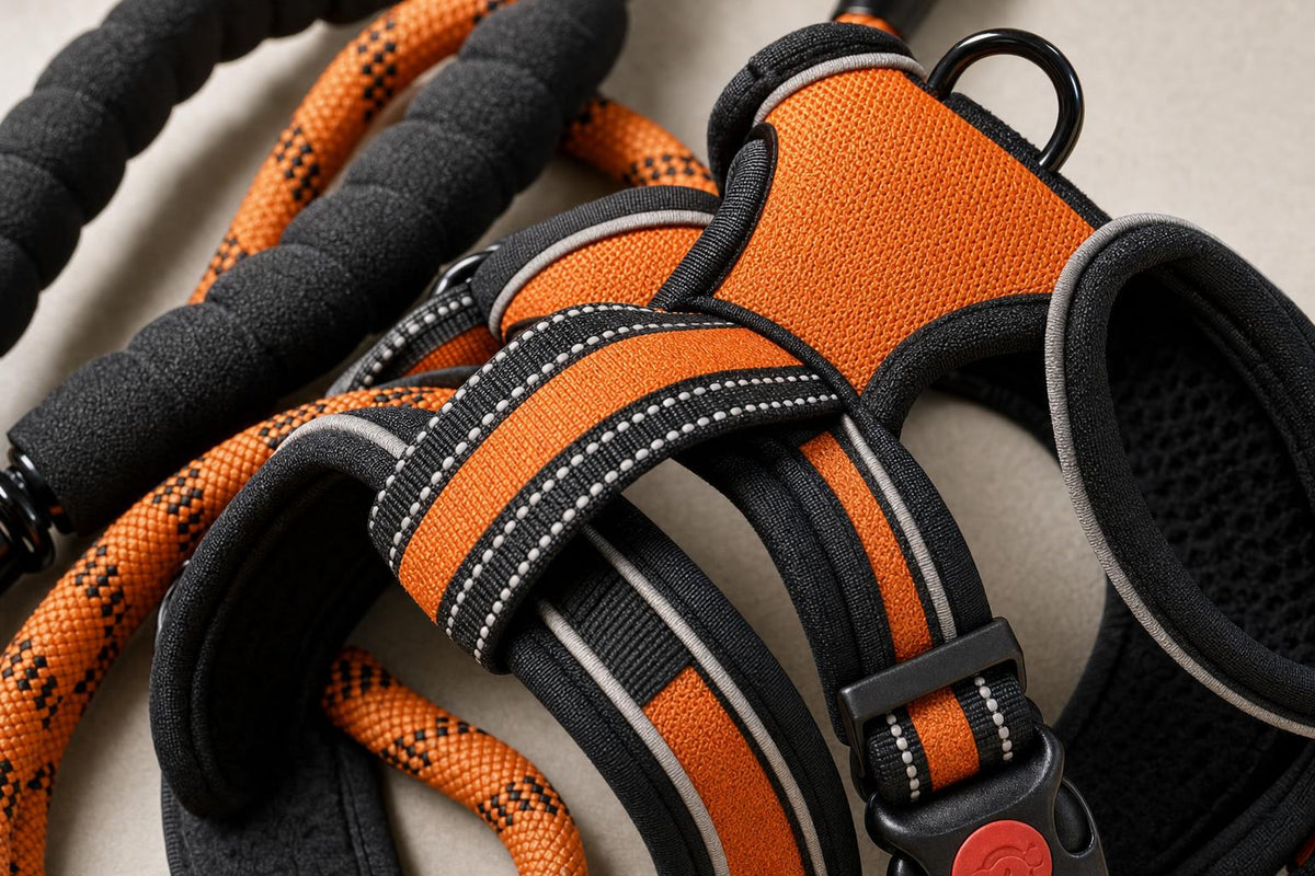 No-Pull Dog Harness and Leash Set - Orange