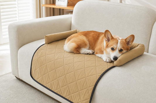 Cooling Pet Mat with Bolster Side Support - in-use-dog