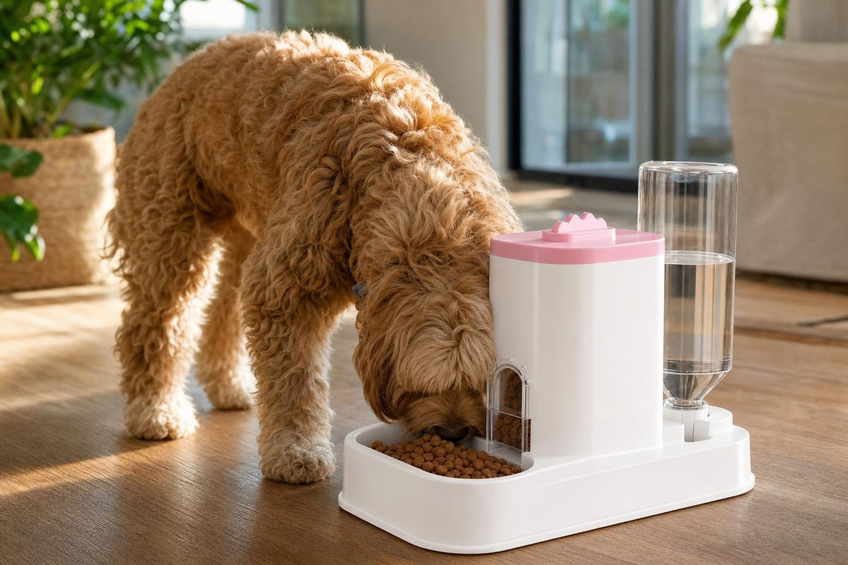 Automatic Pet Feeder & Water Dispenser Combo - Pink