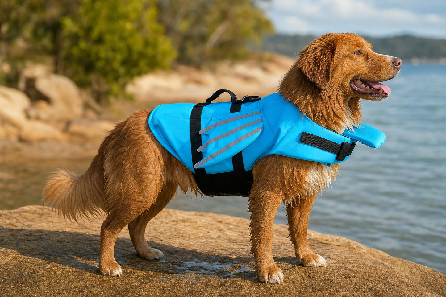 Dog Life Jacket with Grab Handle - in-use