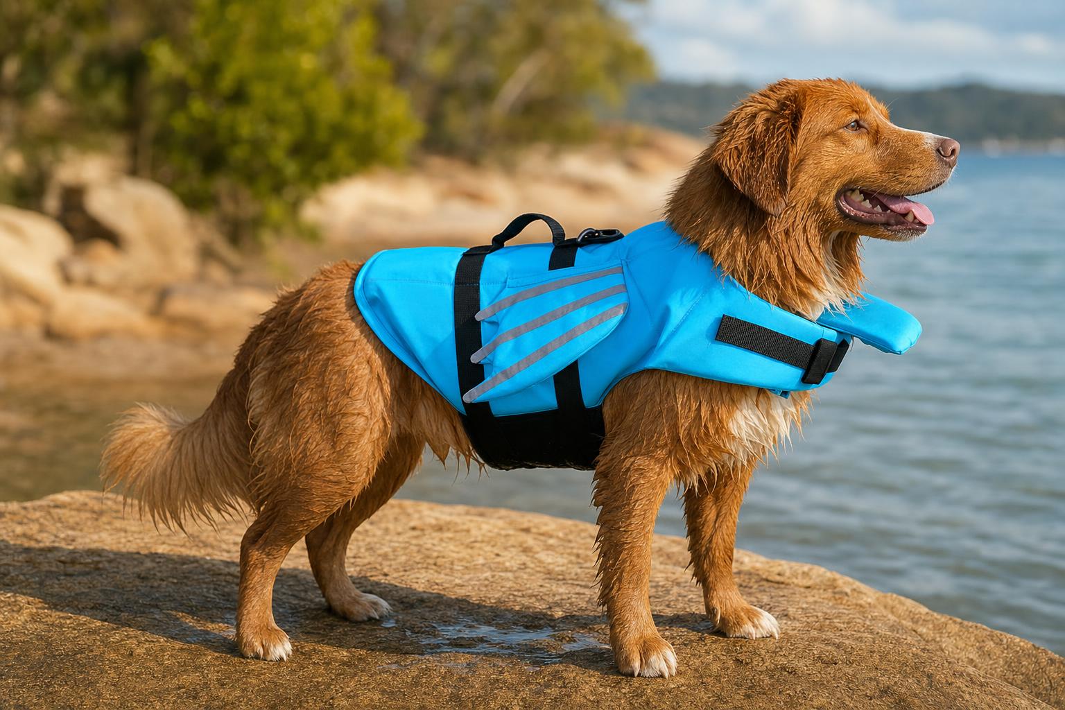 Dog Life Jacket with Grab Handle - in-use