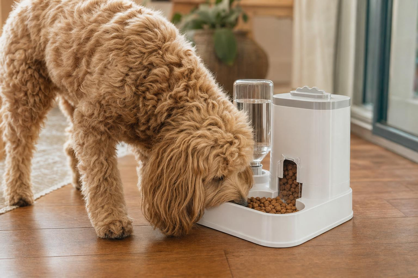 Automatic Pet Feeder & Water Dispenser Combo - in-use