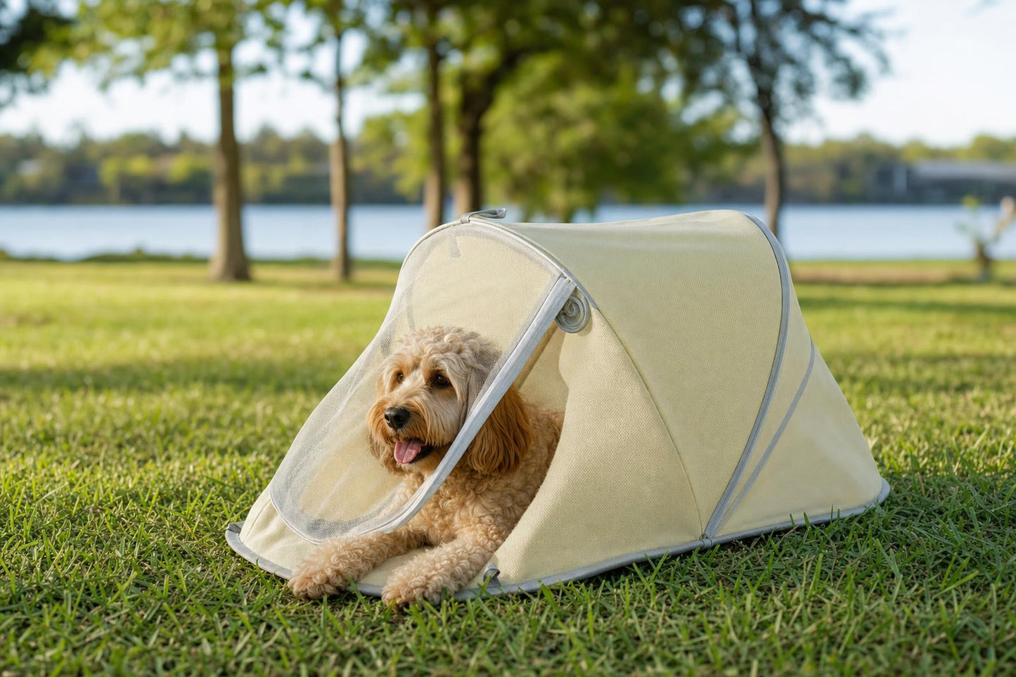 Pop-Up Pet Sunshade Tent - in-use