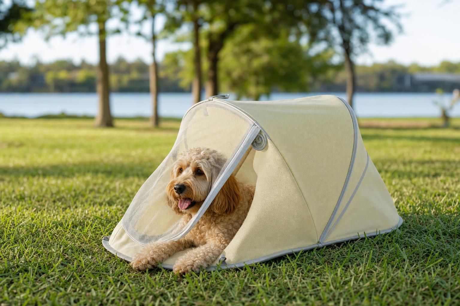 Pop-Up Pet Sunshade Tent - in-use
