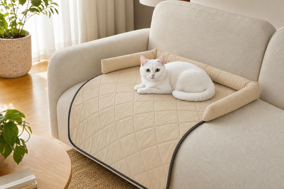 Cooling Pet Mat with Bolster Side Support - V1341-ZY-XHDB8EMV-S-CHAMPAGNE
