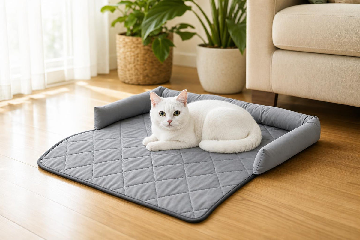 Cooling Pet Mat with Bolster Side Support - V1341-ZY-XHDB8EMV-S-GREY