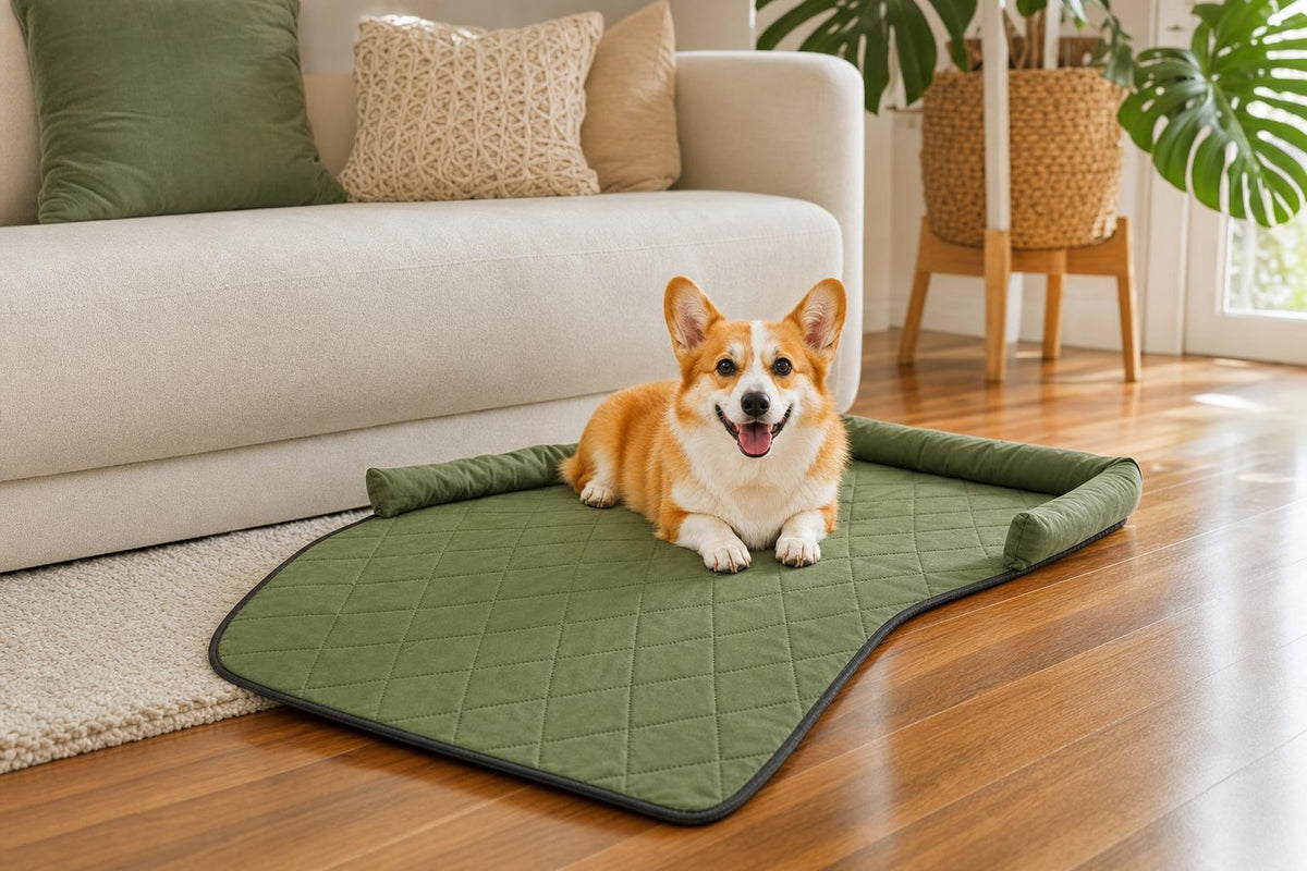 Cooling Pet Mat with Bolster Side Support - V1341-ZY-XHDB8EMV-S-GREEN