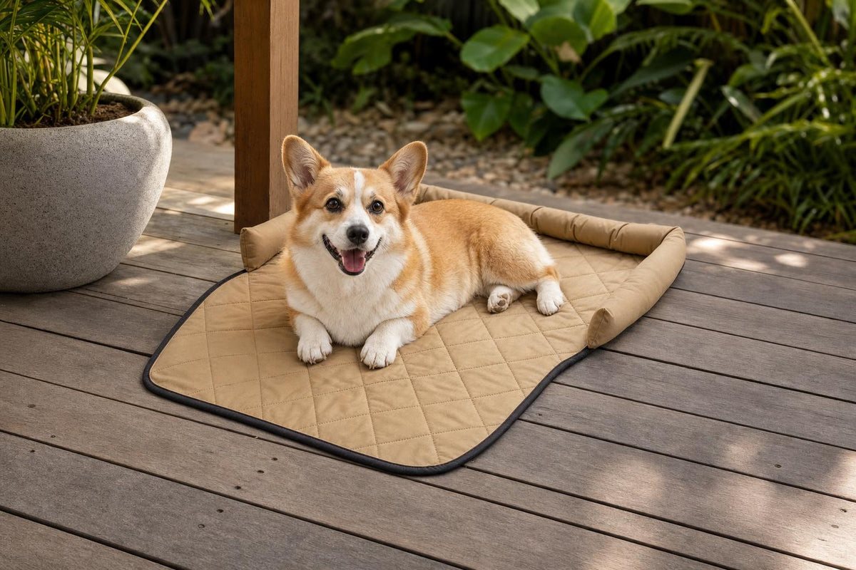 Cooling Pet Mat with Bolster Side Support - outdoor-backyard
