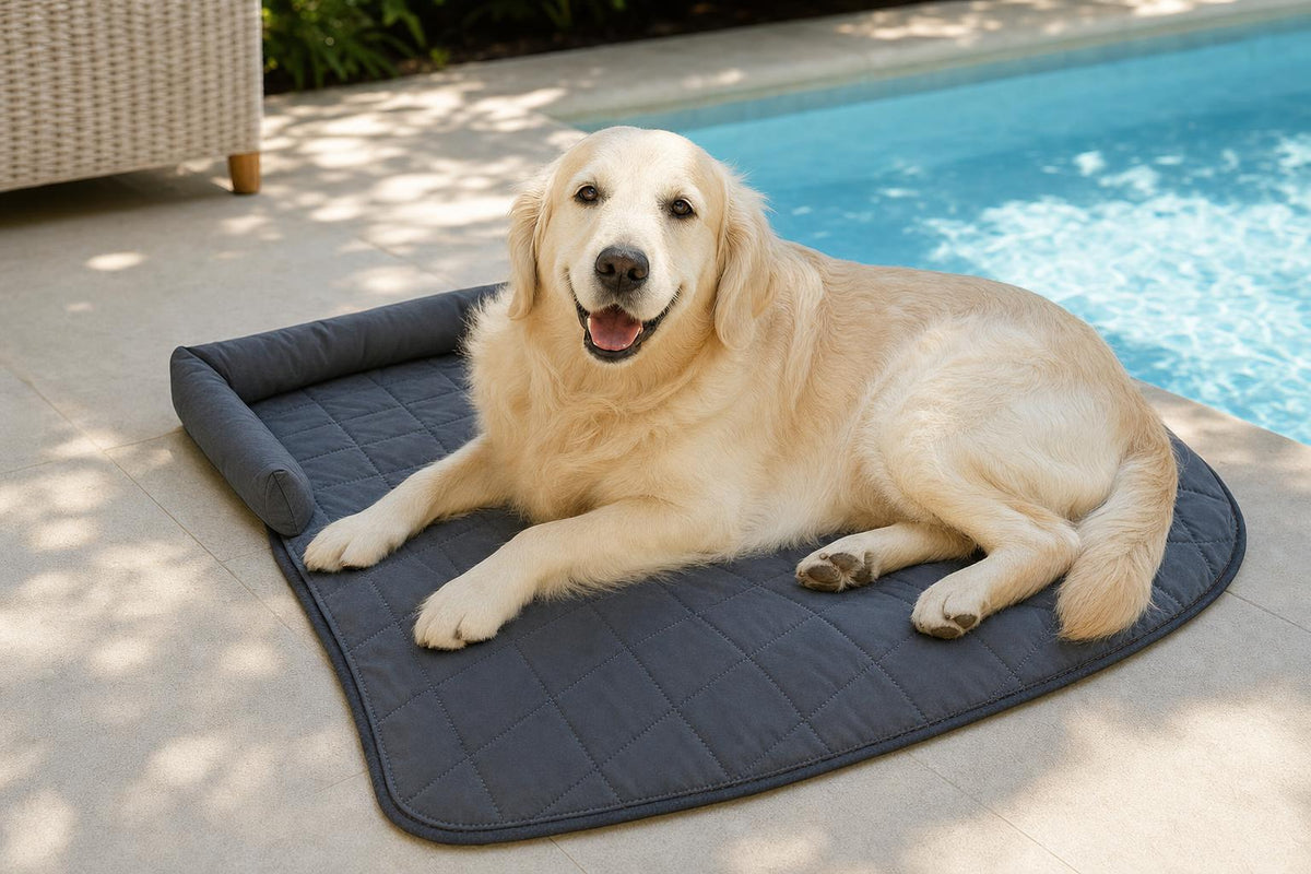 Cooling Pet Mat with Bolster Side Support - outdoor-poolside