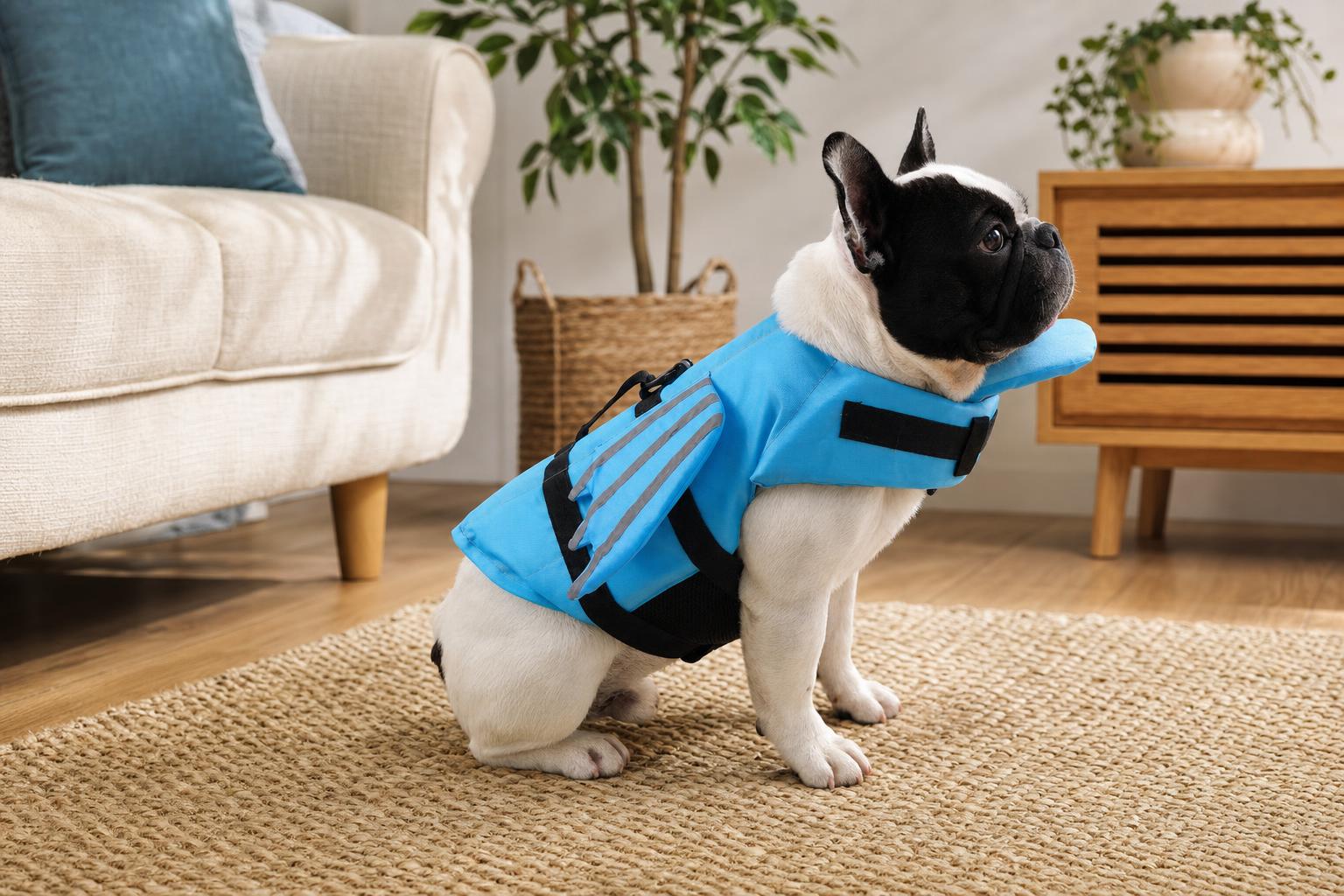 Dog Life Jacket with Grab Handle - scale