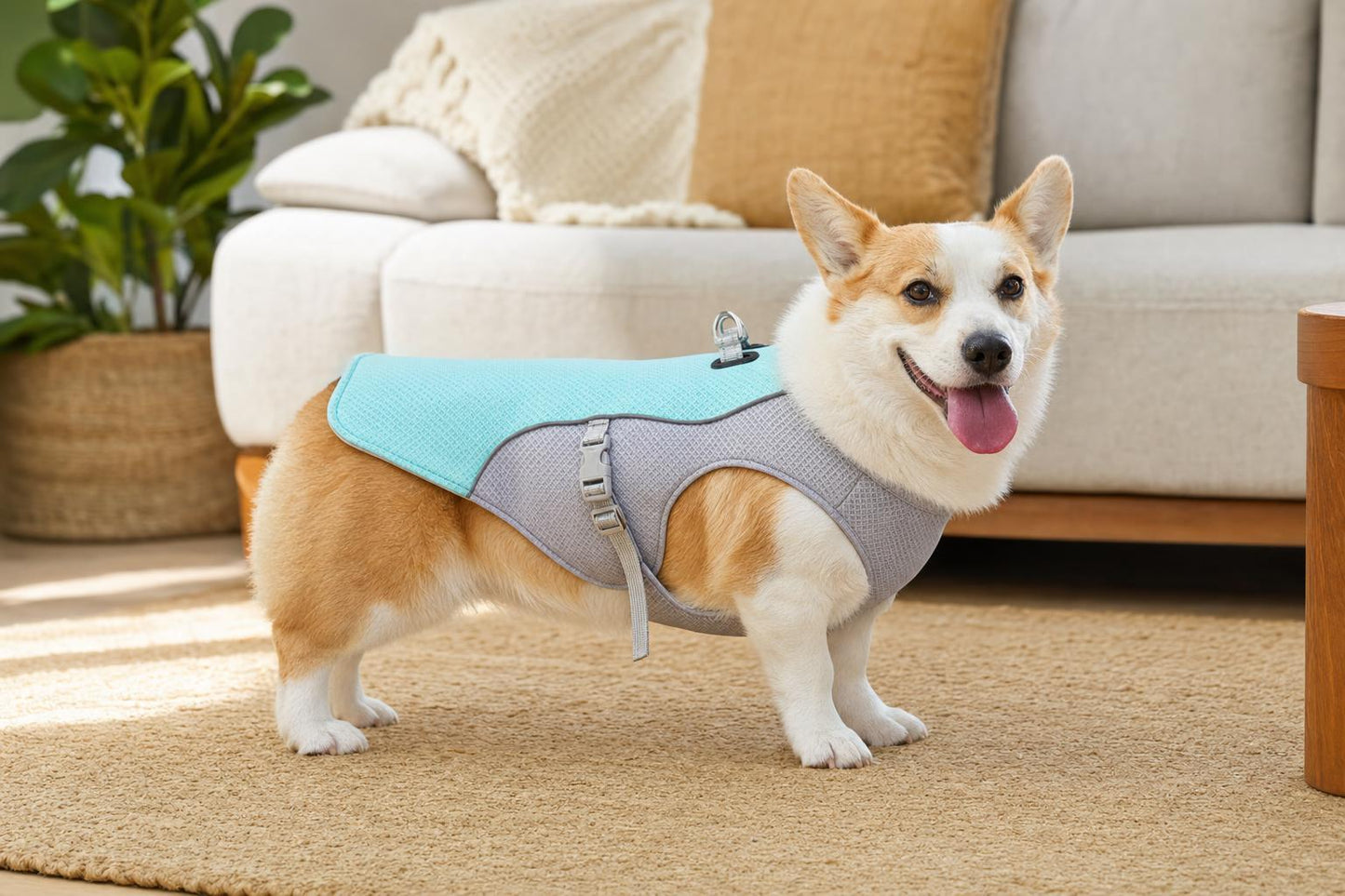 Dog Cooling Vest Harness with Traction D-Rings - scale