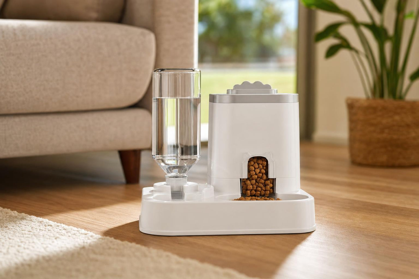 Automatic Pet Feeder & Water Dispenser Combo - scale